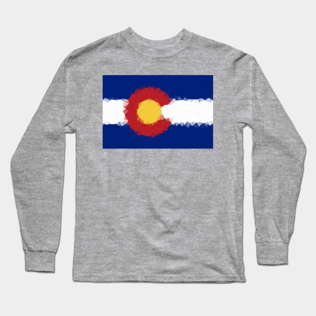 Low Poly Colorado Flag Long Sleeve T-Shirt by TRIME